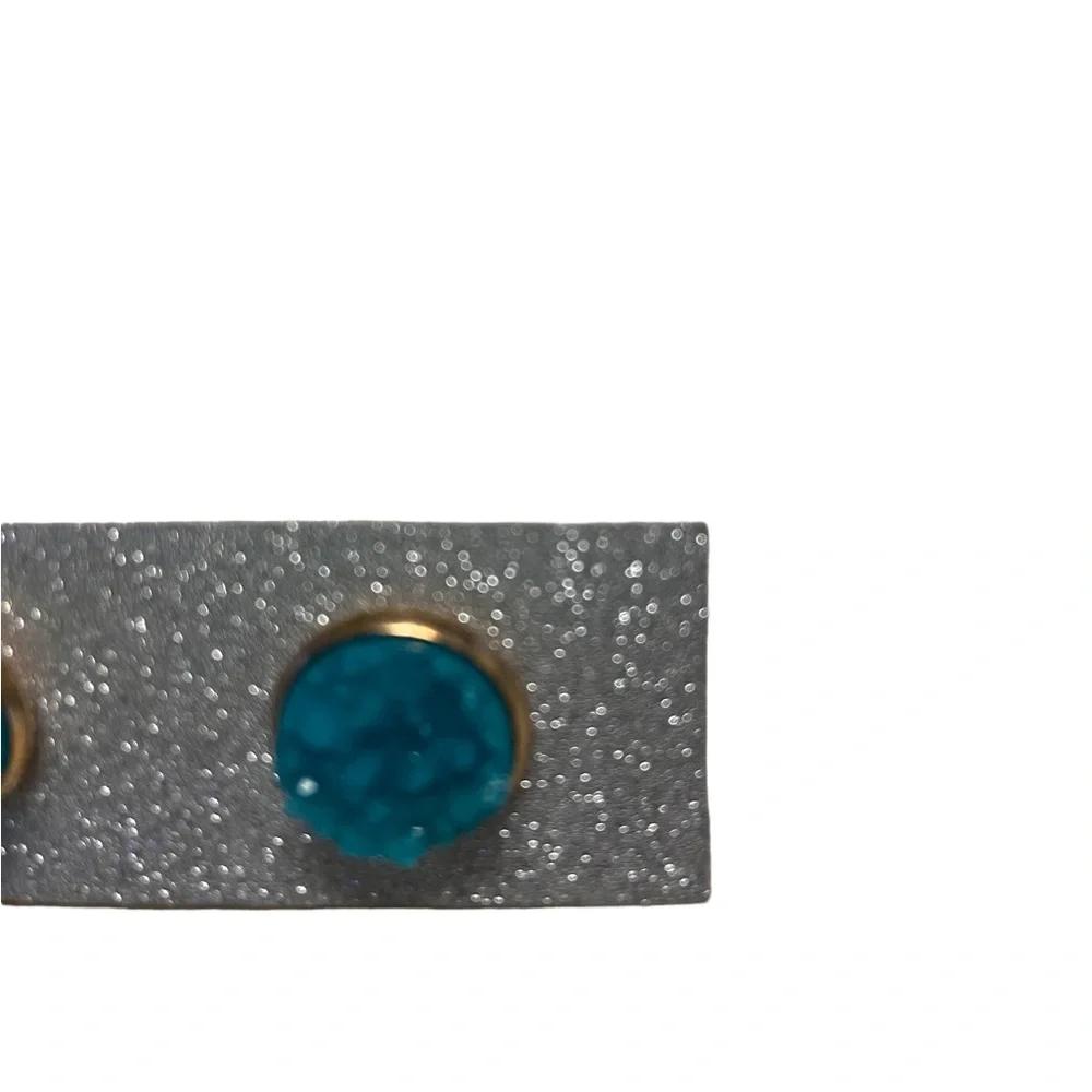 Blue Drusy Druzy Quartz Stud Pierced Earrings Gold tone halo Womens Jewelry